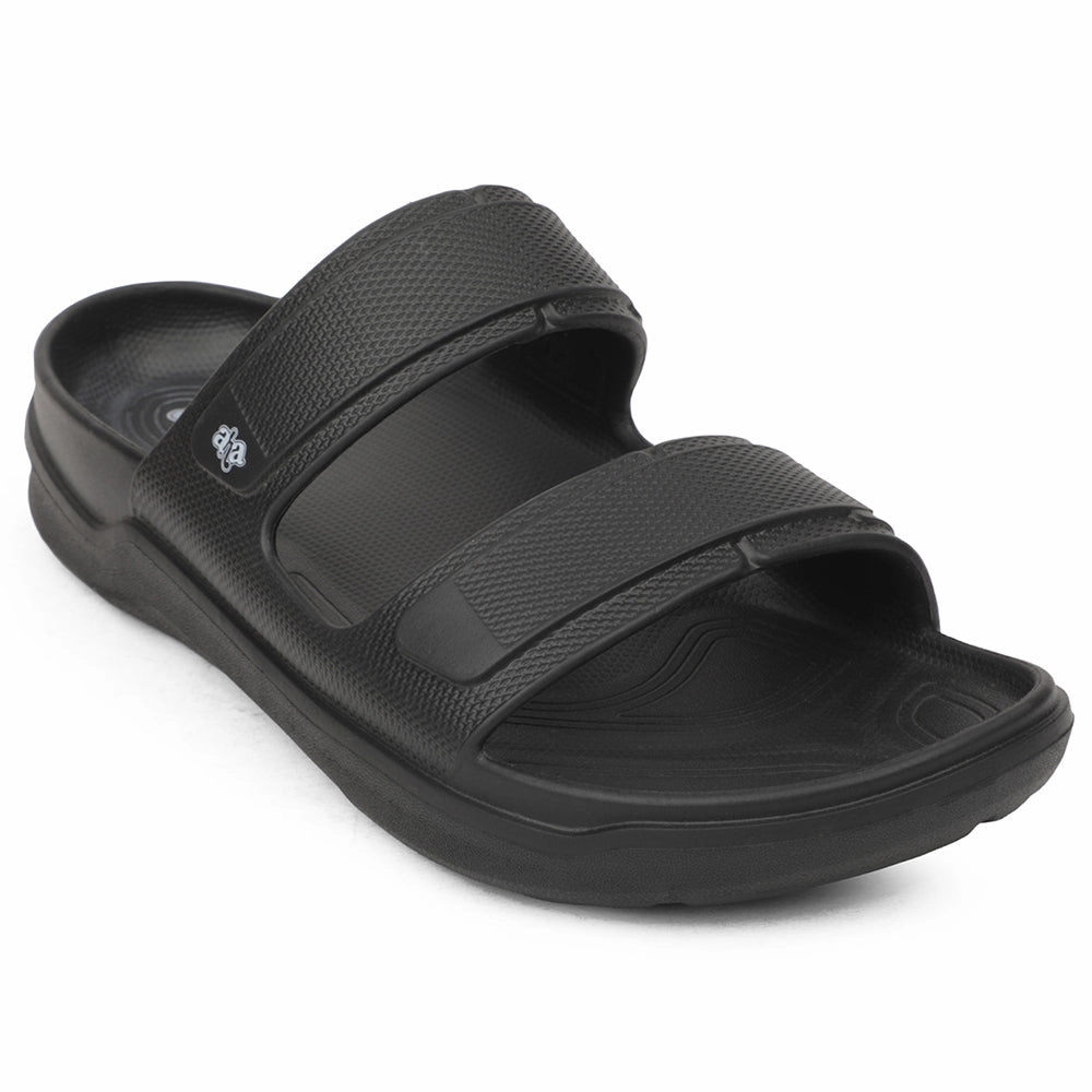 A-HA Black Casual Slides For Men FDL-2 By Liberty