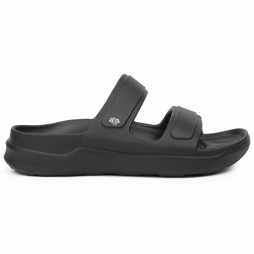 A-HA Black Casual Slides For Men FDL-2 By Liberty