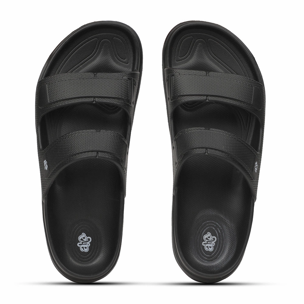 A-HA Black Casual Slides For Men FDL-2 By Liberty