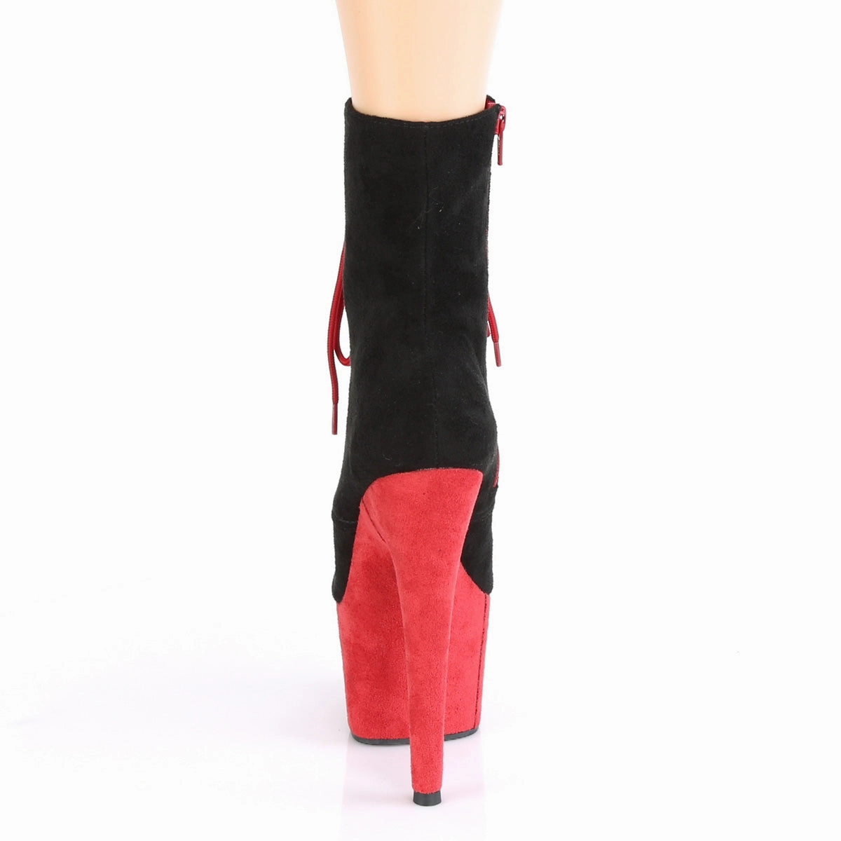 ADORE-1020FSTT  Black Faux Suede/Red Faux Suede