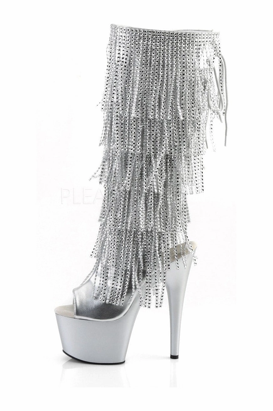 ADORE-2024RSF Platform Boot  | Silver Faux Leather