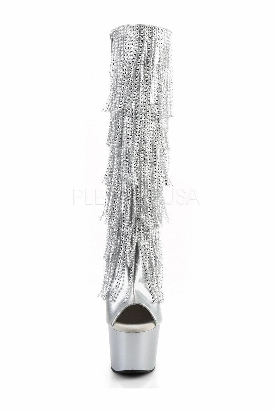 ADORE-2024RSF Platform Boot  | Silver Faux Leather