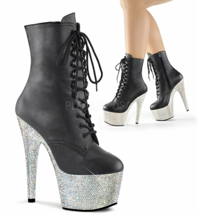 BEJEWELED-1020-7  Black Faux Leather/Silver Multi RS