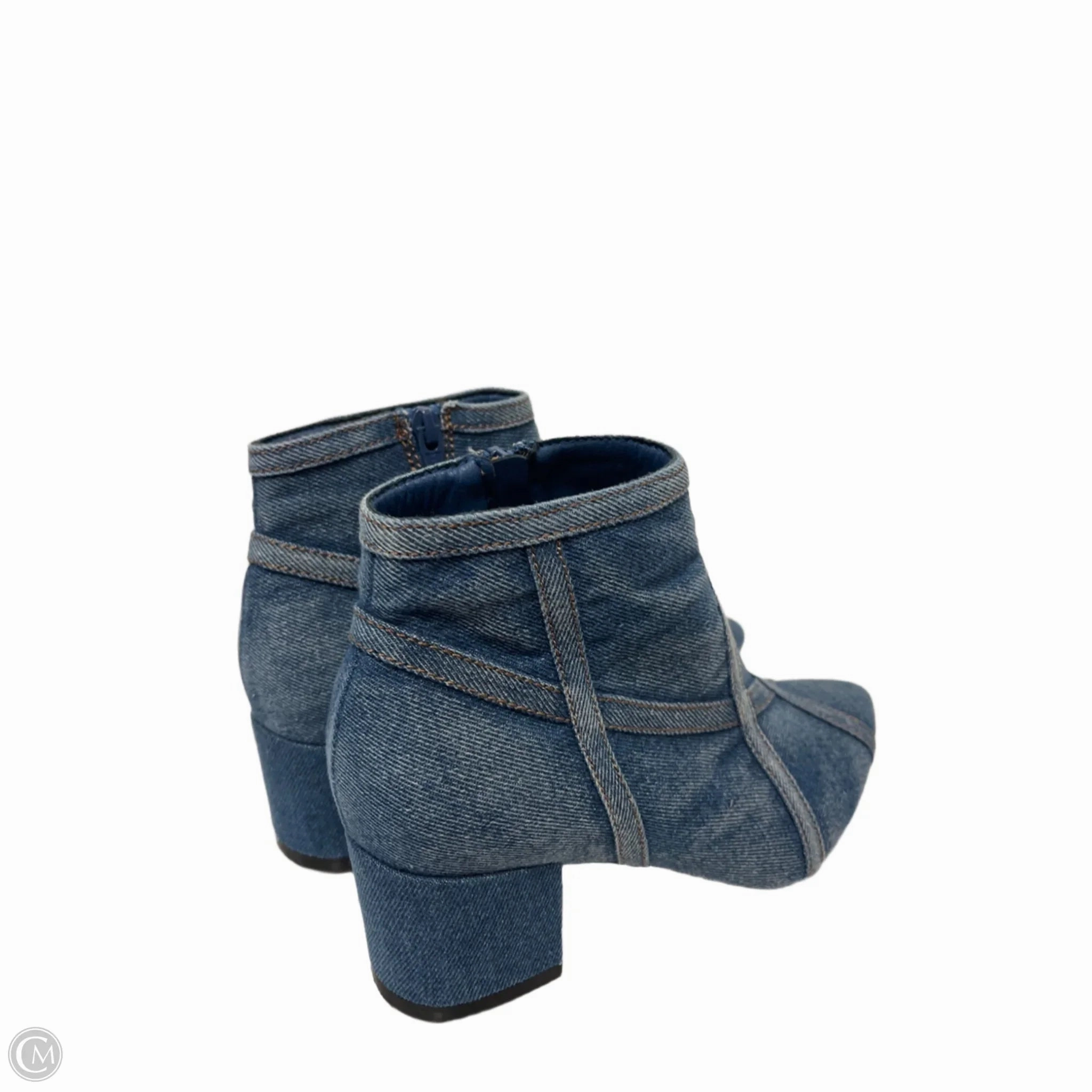 Boots Ankle Heels By Cato In Blue Denim, Size: 7