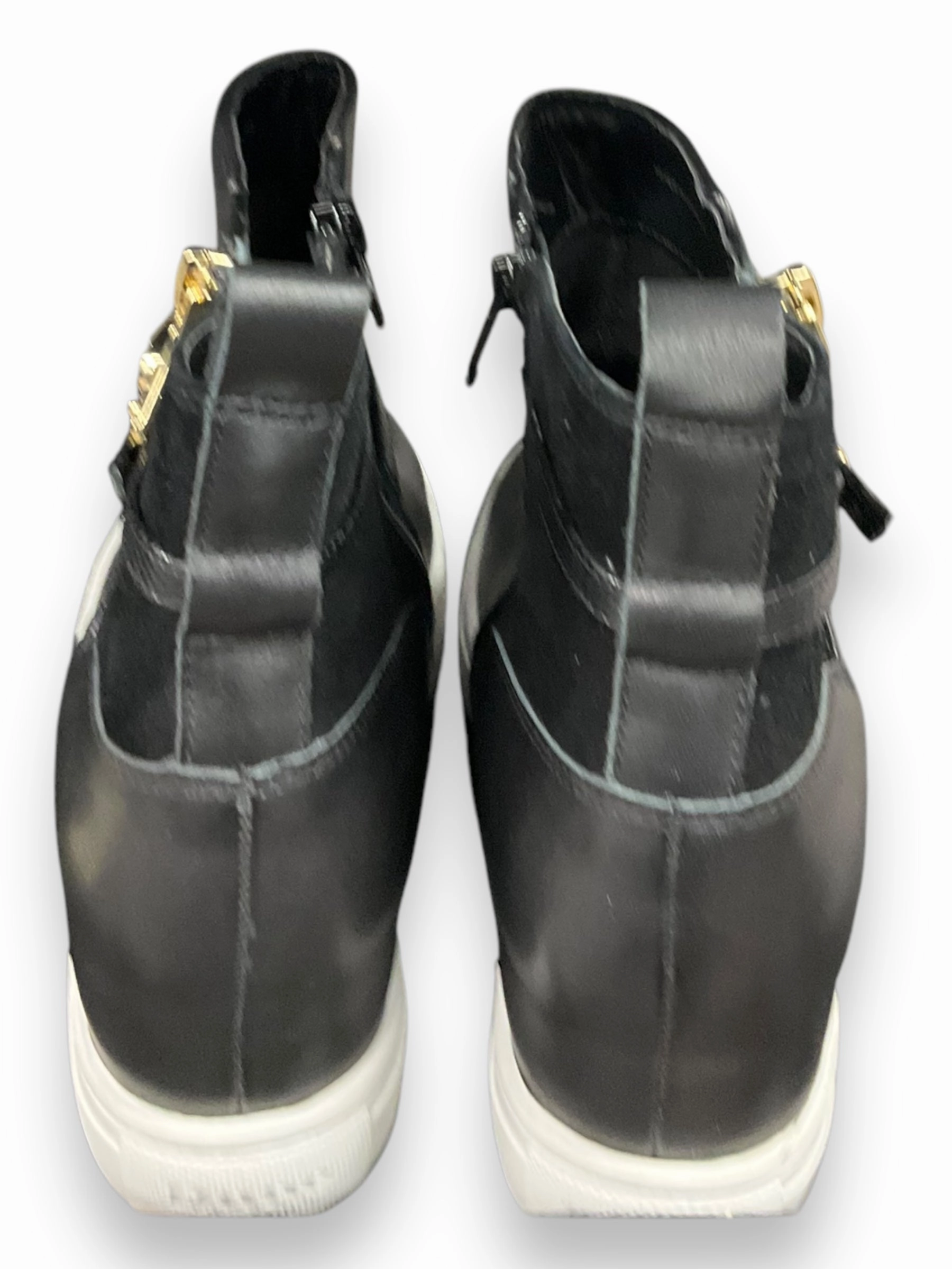 Boots Ankle Heels By Cma In Black & White, Size: 8.5