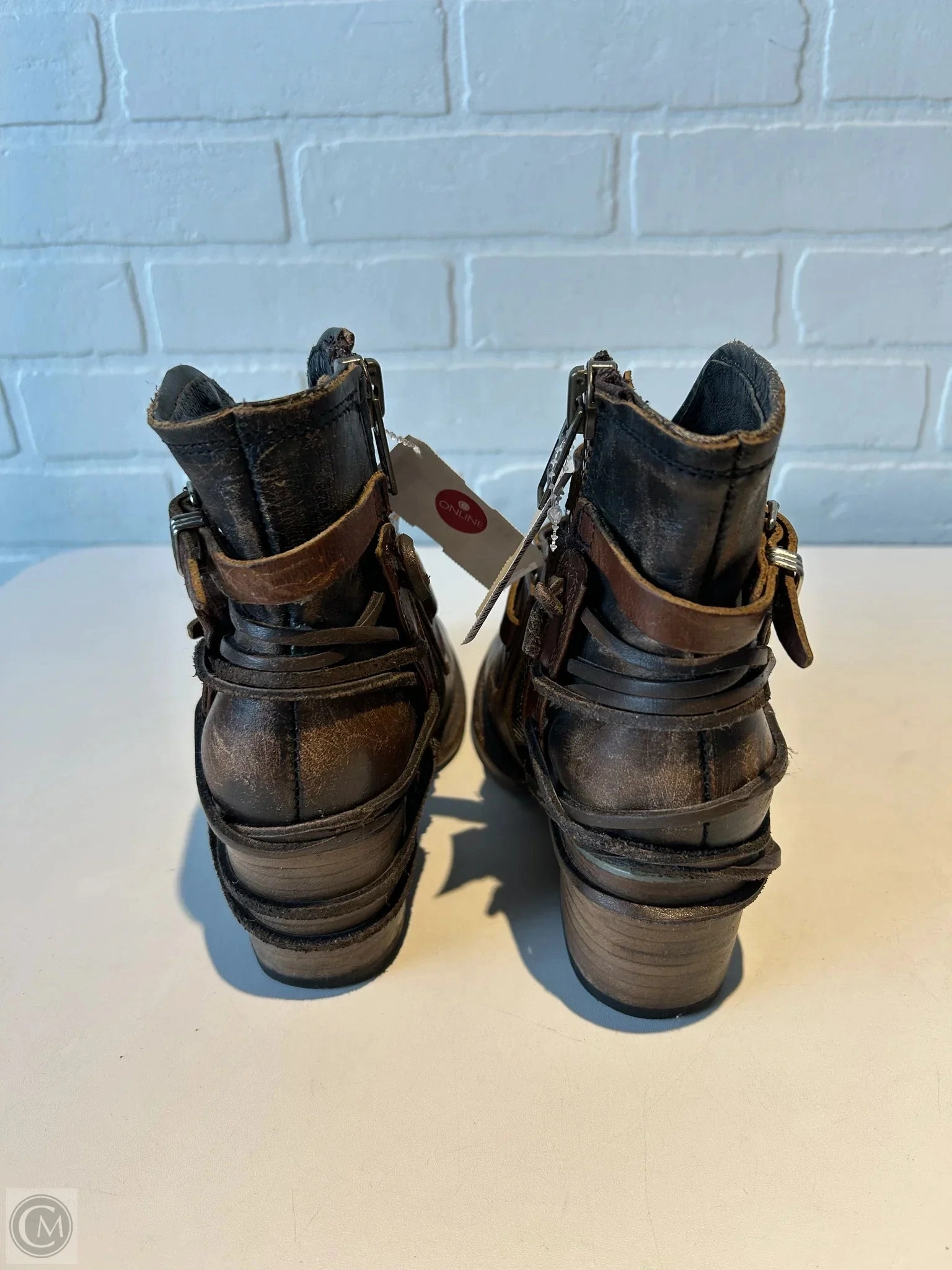 Boots Ankle Heels By Freebird In Brown, Size: 6.5