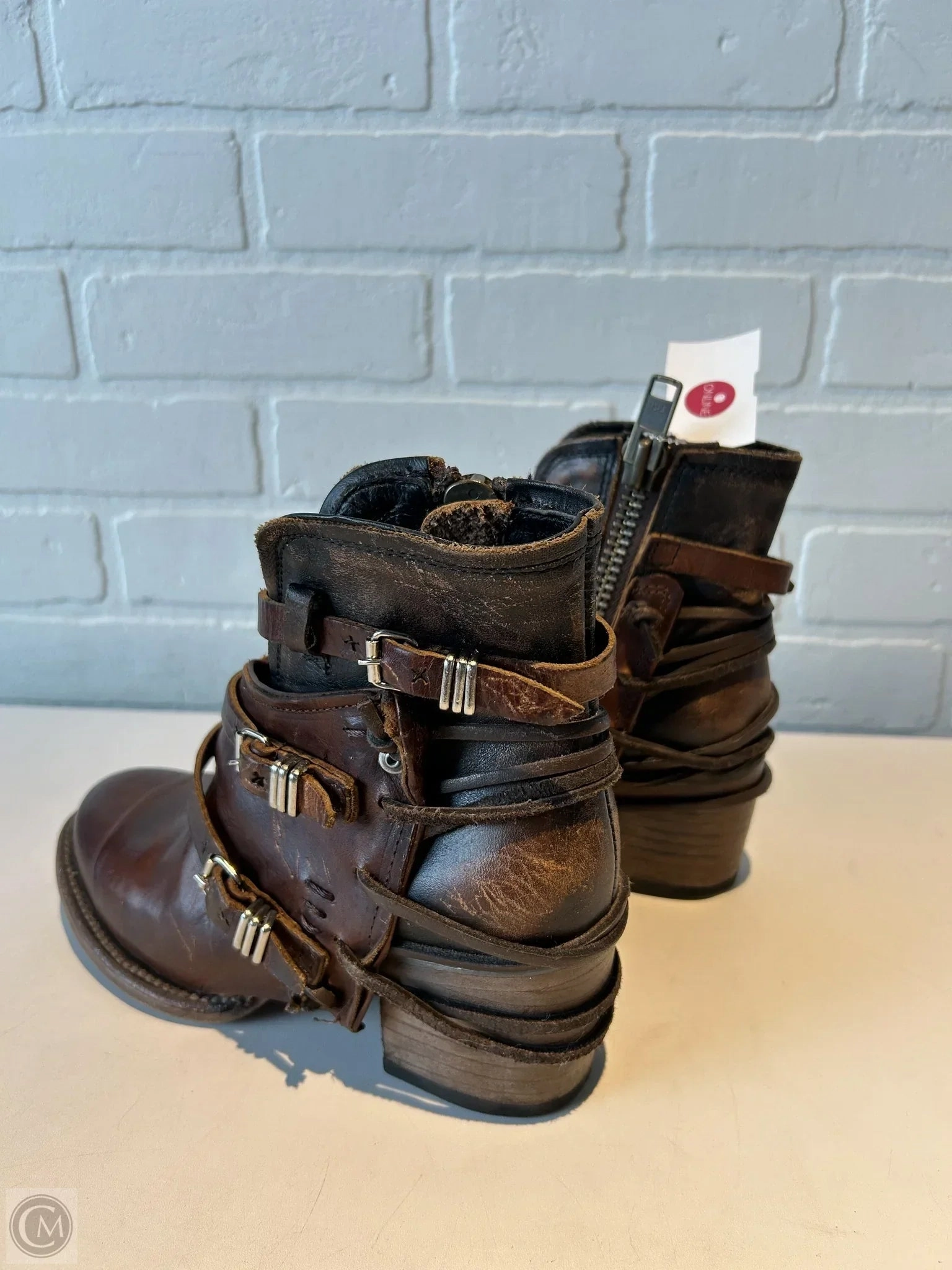 Boots Ankle Heels By Freebird In Brown, Size: 6.5