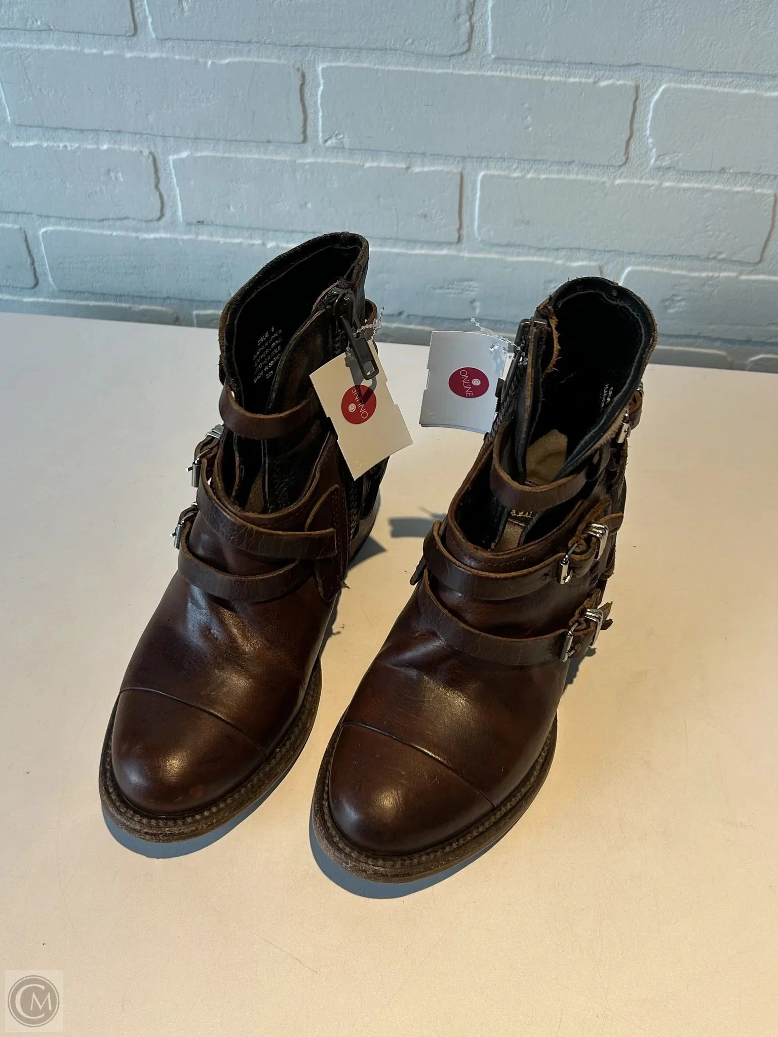 Boots Ankle Heels By Freebird In Brown, Size: 6.5
