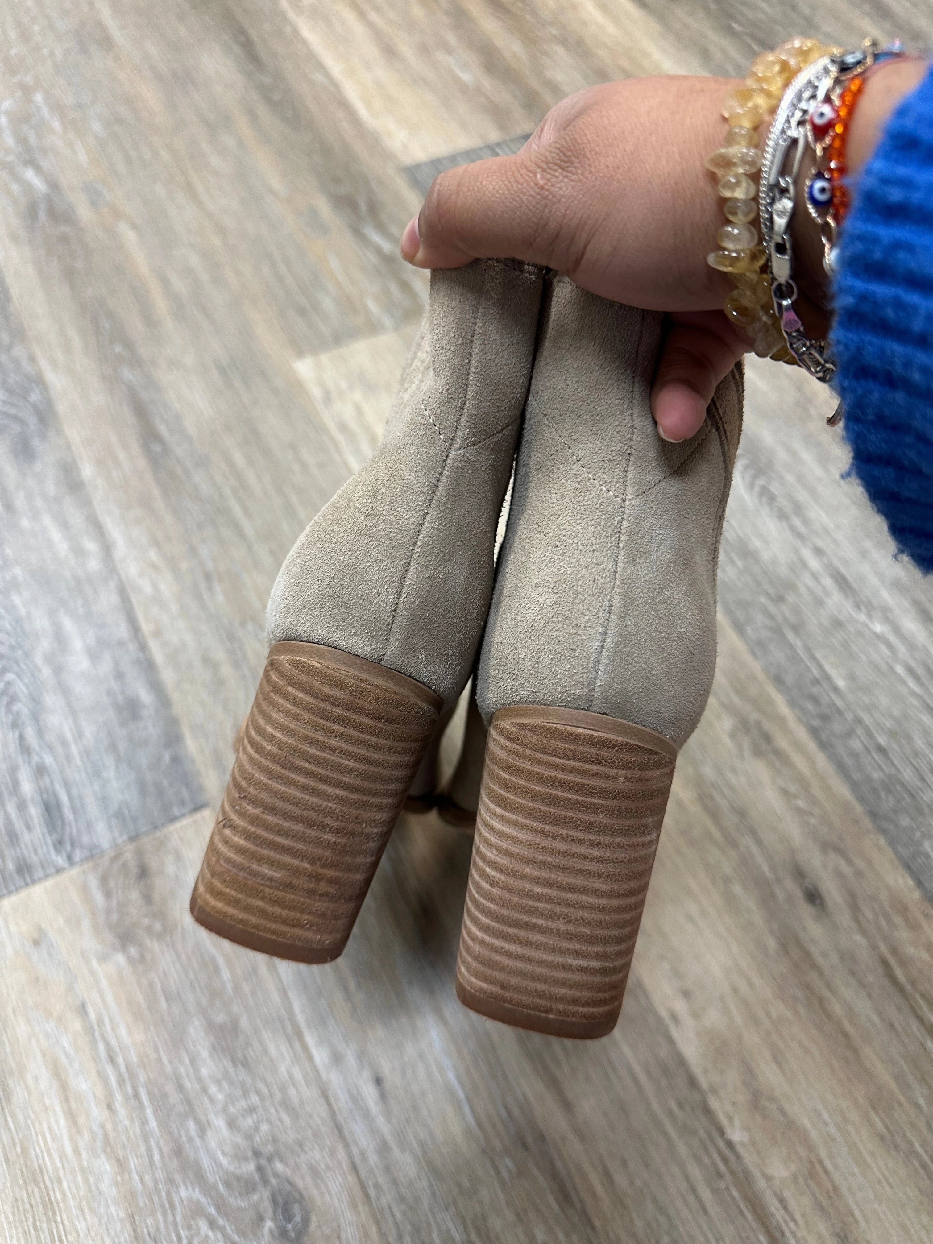 Boots Ankle Heels By Marc Fisher In Beige, Size: 8