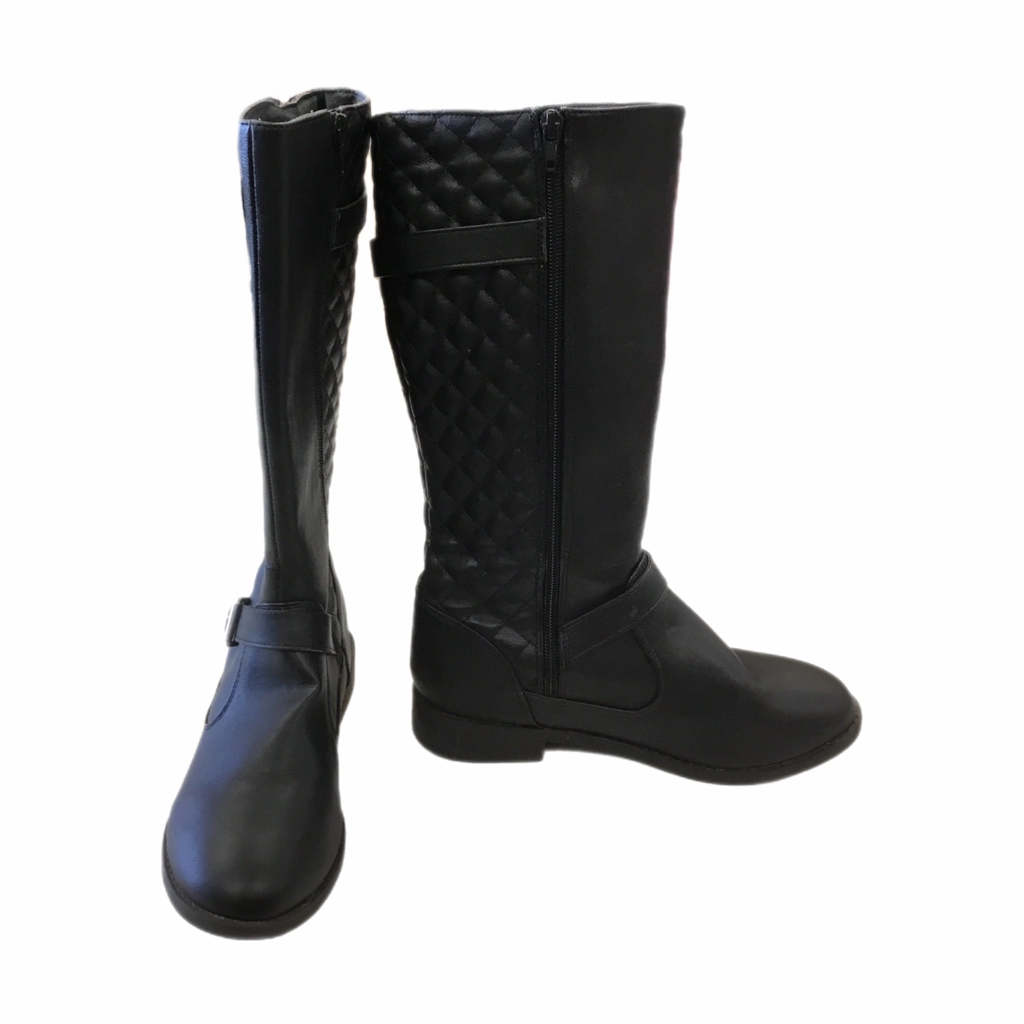 Boots Mid-calf Flats By Clothes Mentor In Black, Size: 5