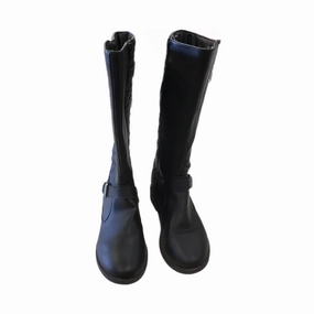 Boots Mid-calf Flats By Clothes Mentor In Black, Size: 5