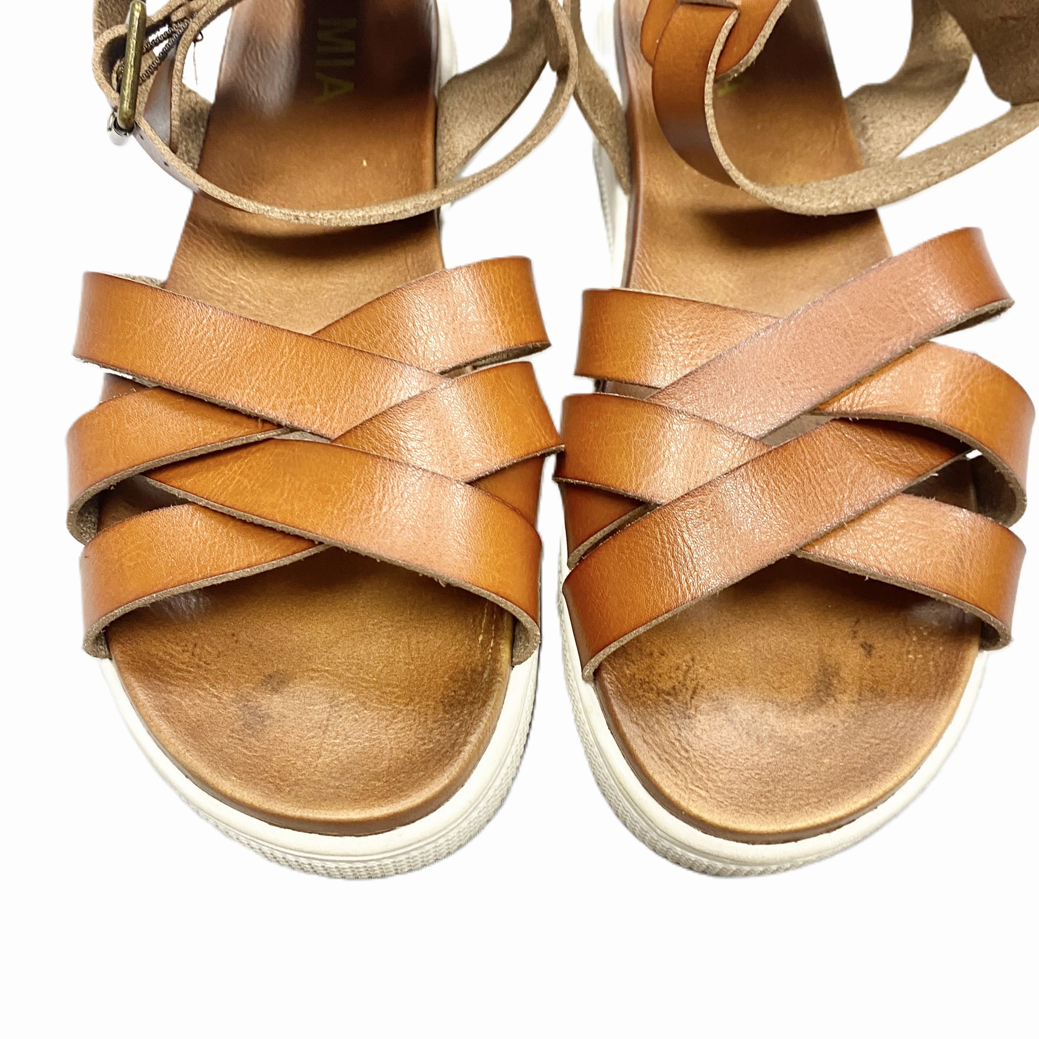 Brown Sandals Heels Platform By Mia, Size: 8.5