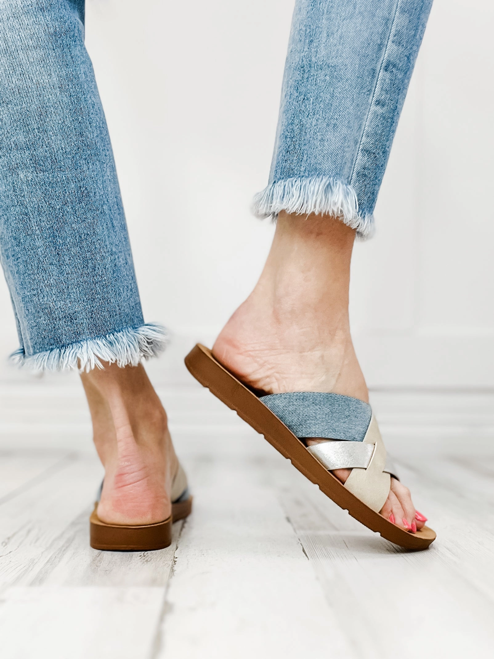 Corkys Charm Slides in Denim