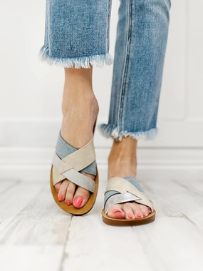 Corkys Charm Slides in Denim