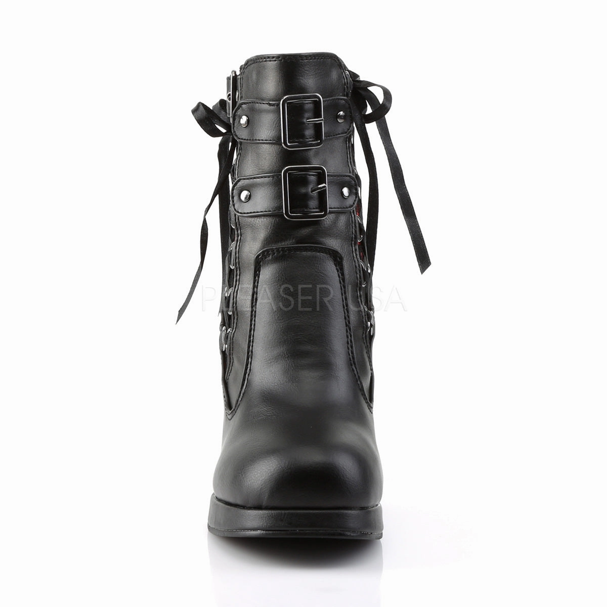 CRYPTO-51  Black-Red Lace Vegan Leather