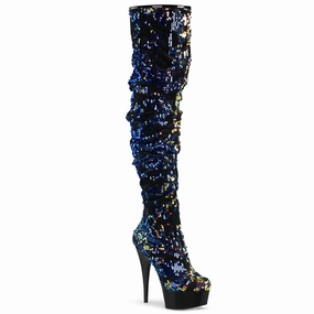 DELIGHT-3004  Blue Iridescent Sequins/Black