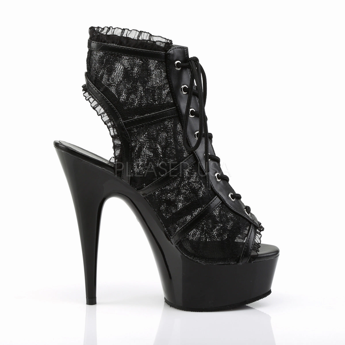 DELIGHT-696LC  Black Mesh-Lace/Black