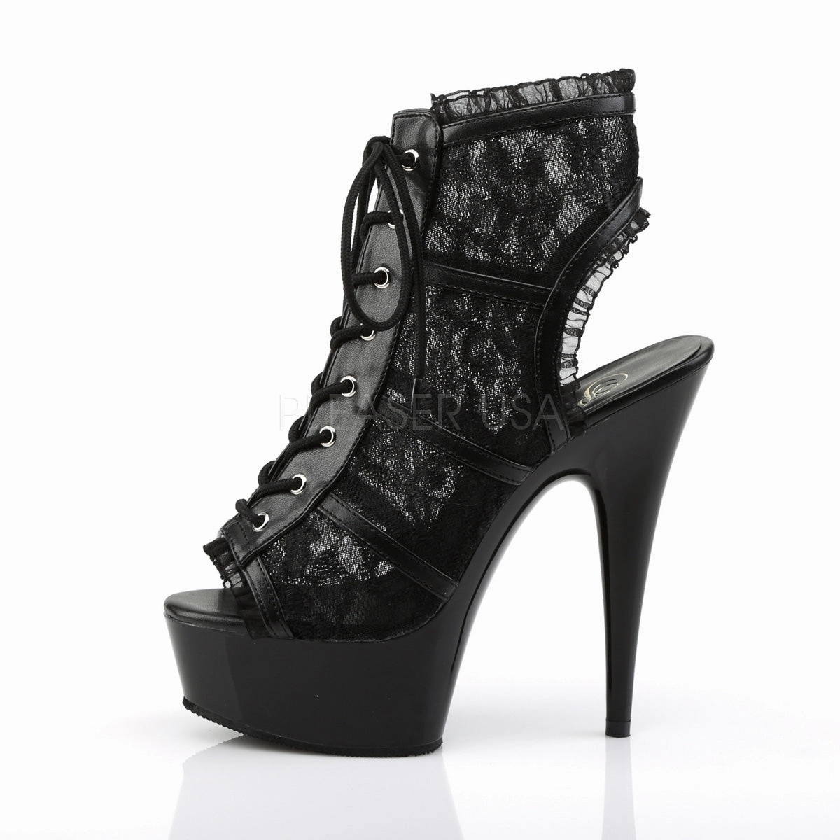 DELIGHT-696LC  Black Mesh-Lace/Black