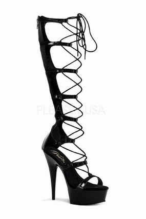 DELIGHT-698 Platform Sandal  | Black Patent