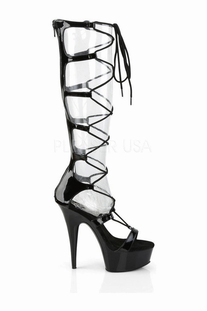 DELIGHT-698 Platform Sandal  | Black Patent