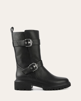 ELLIOT FLAT ANKLE BOOTS BLACK LEATHER