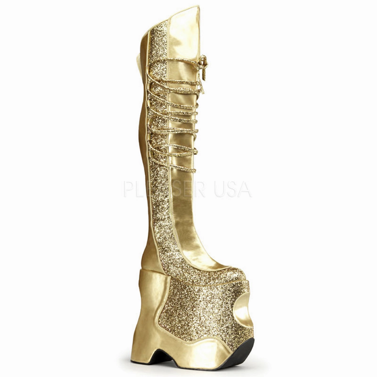 FABULOUS-3035  Gold Crinkle Patent-Glitter