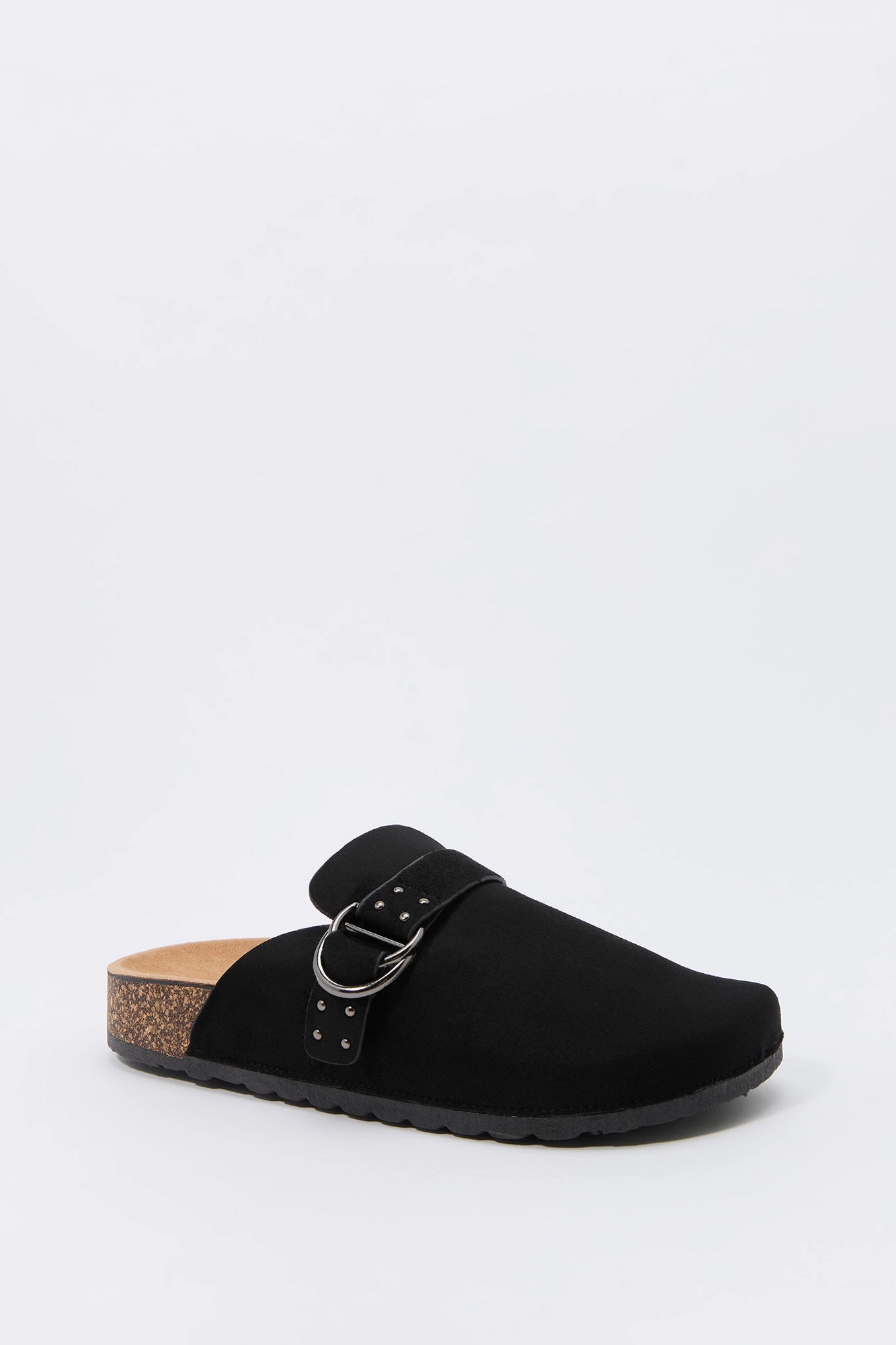 Faux-Suede Buckle Cork Clog