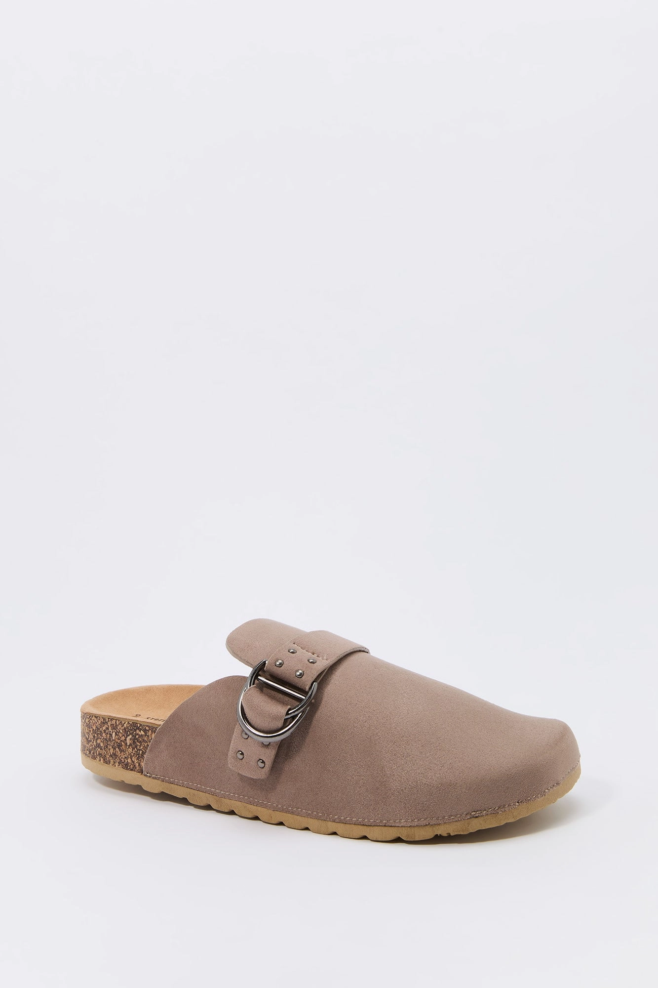 Faux-Suede Buckle Cork Clog