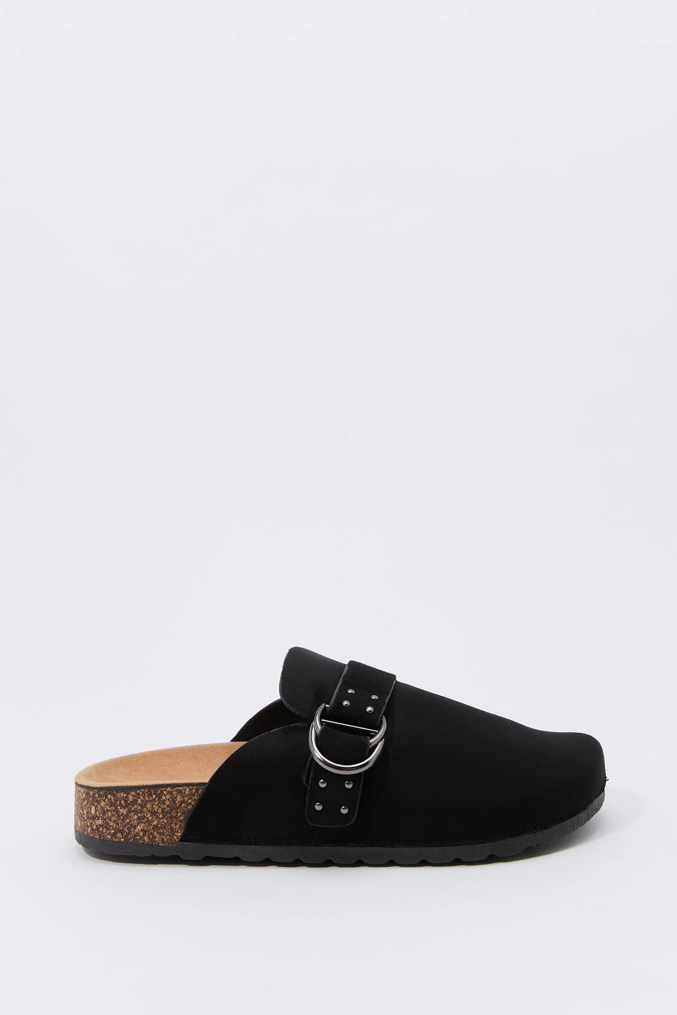 Faux-Suede Buckle Cork Clog