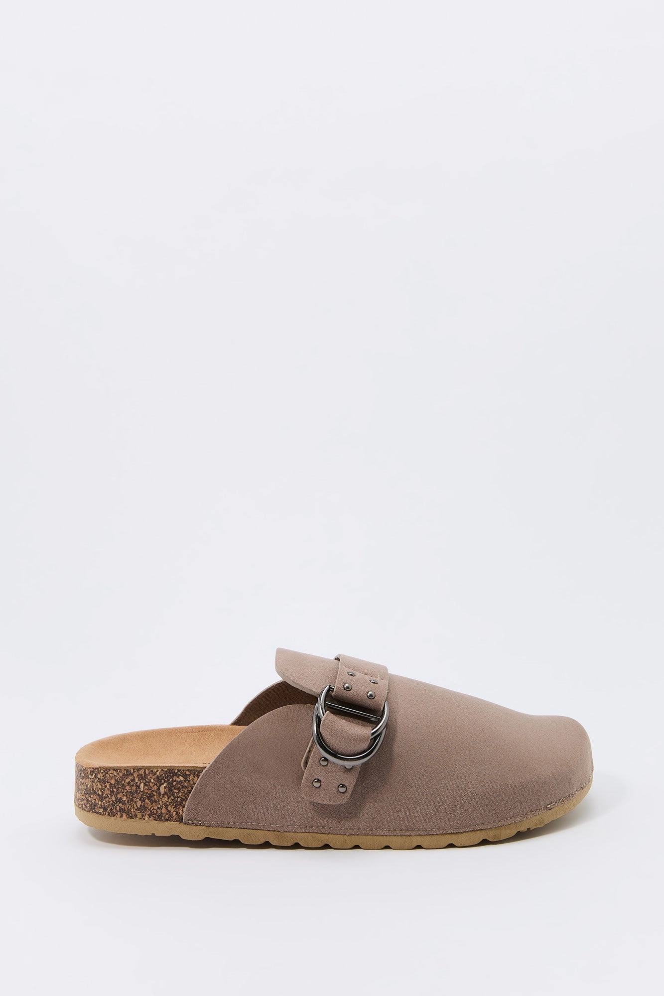Faux-Suede Buckle Cork Clog