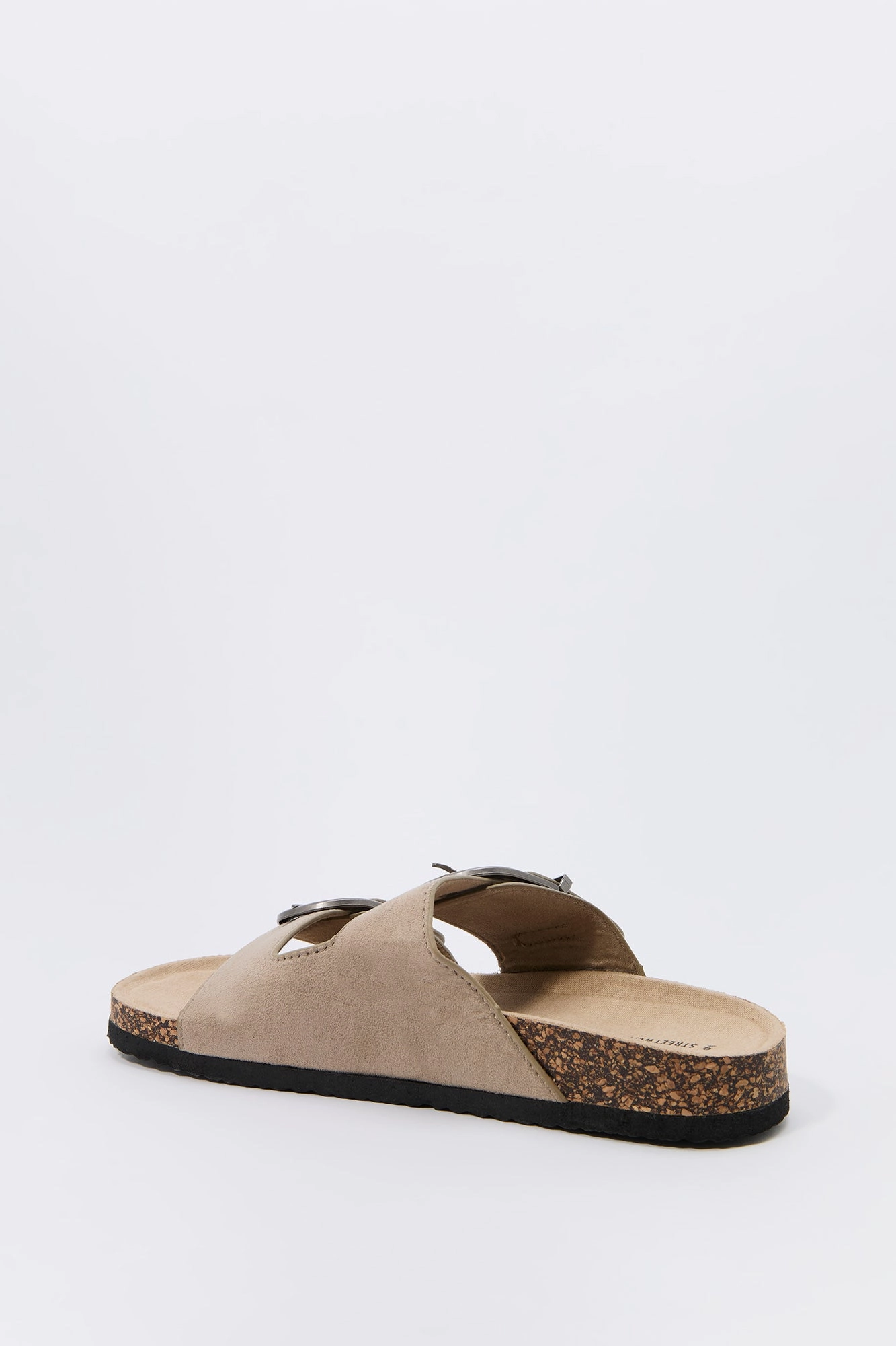 Faux Suede Buckle Cork Sandal