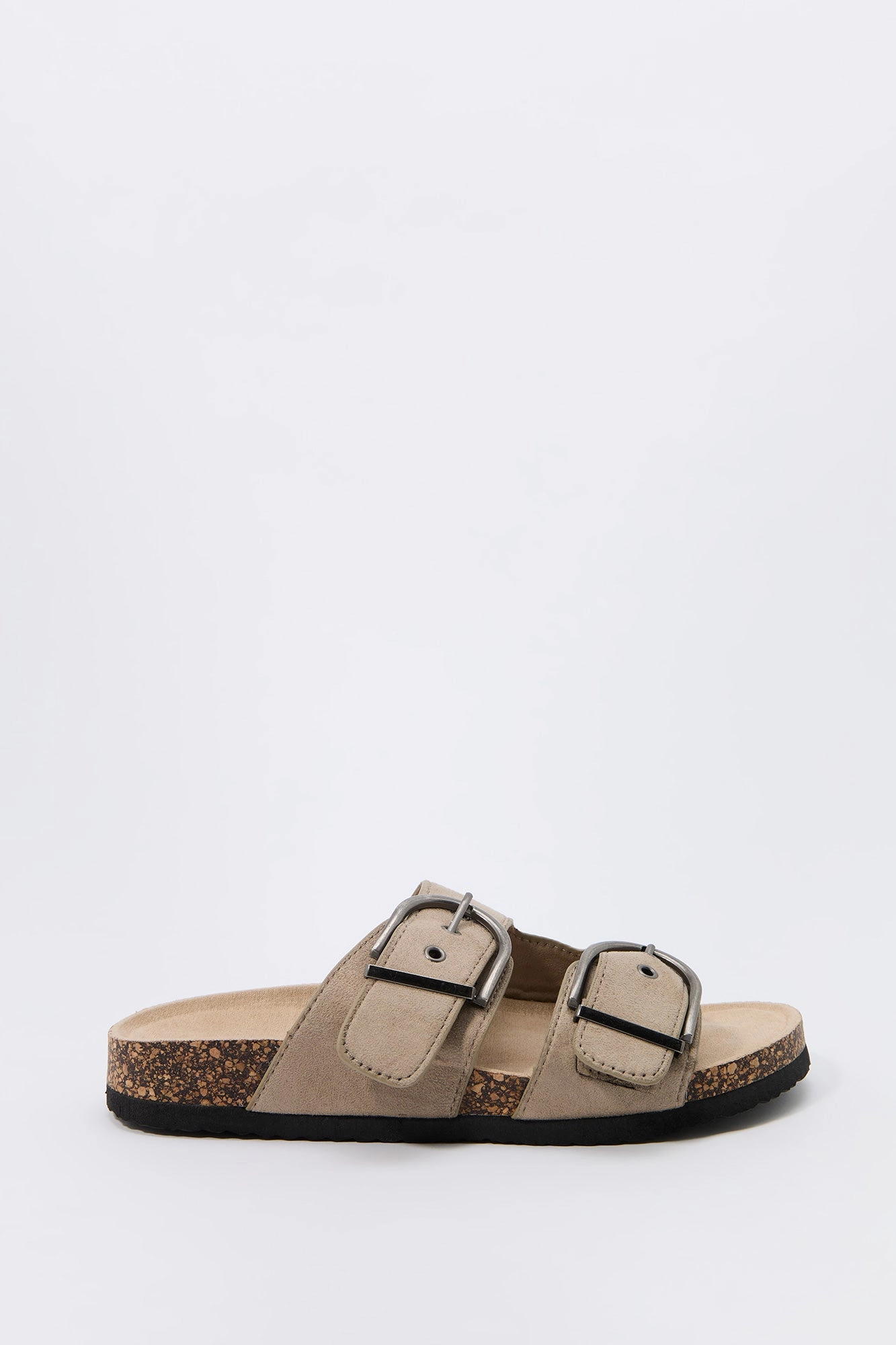 Faux Suede Buckle Cork Sandal