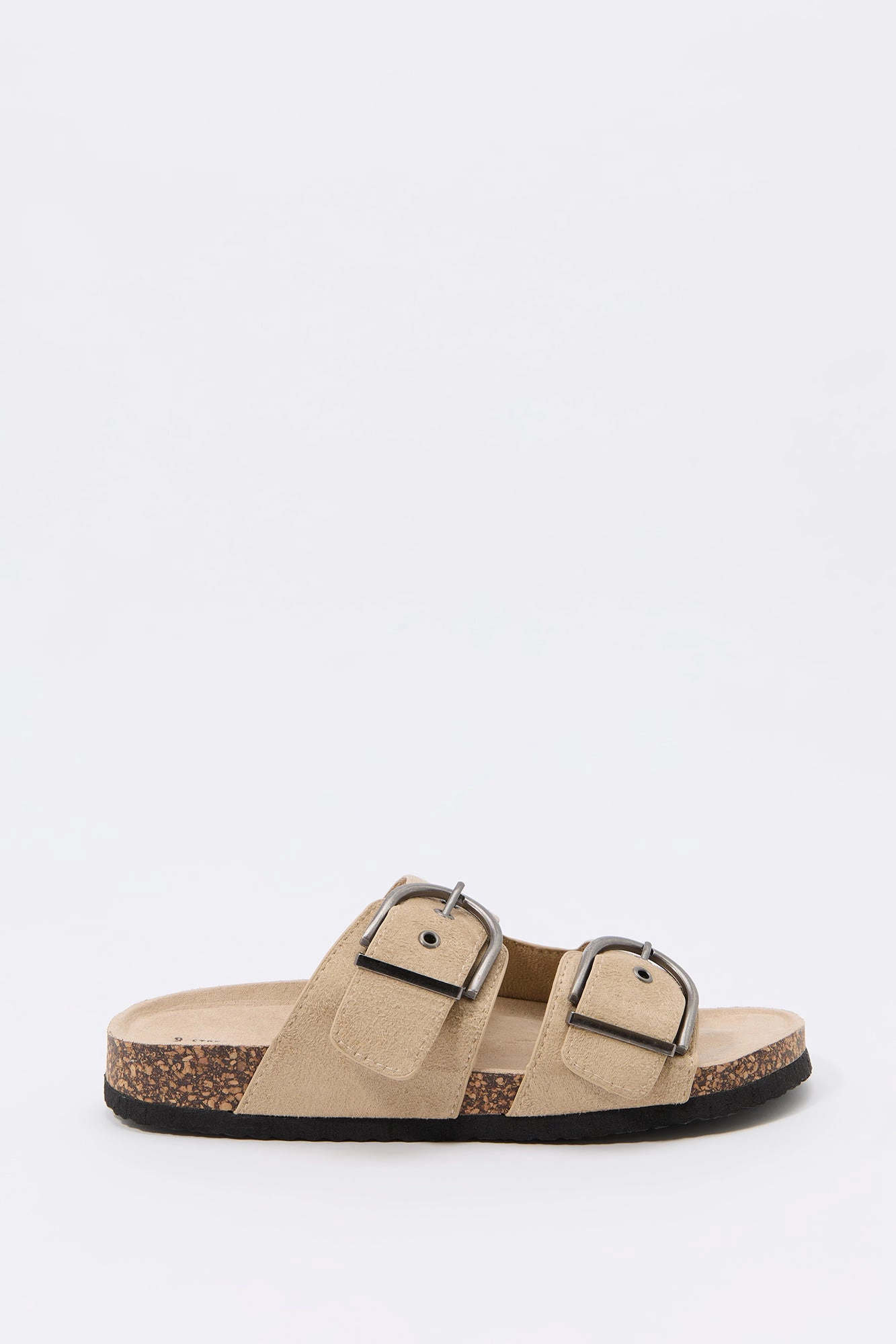 Faux Suede Buckle Cork Sandal