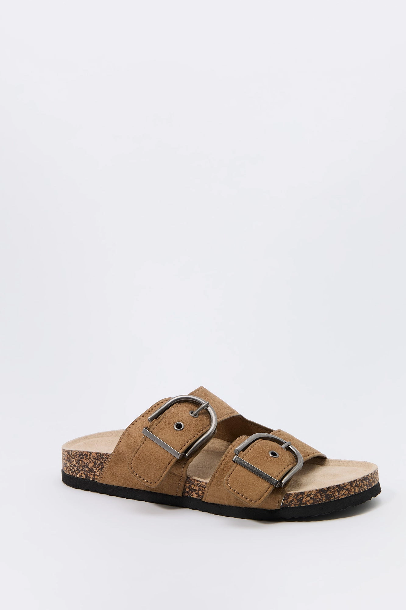 Faux Suede Buckle Cork Sandal