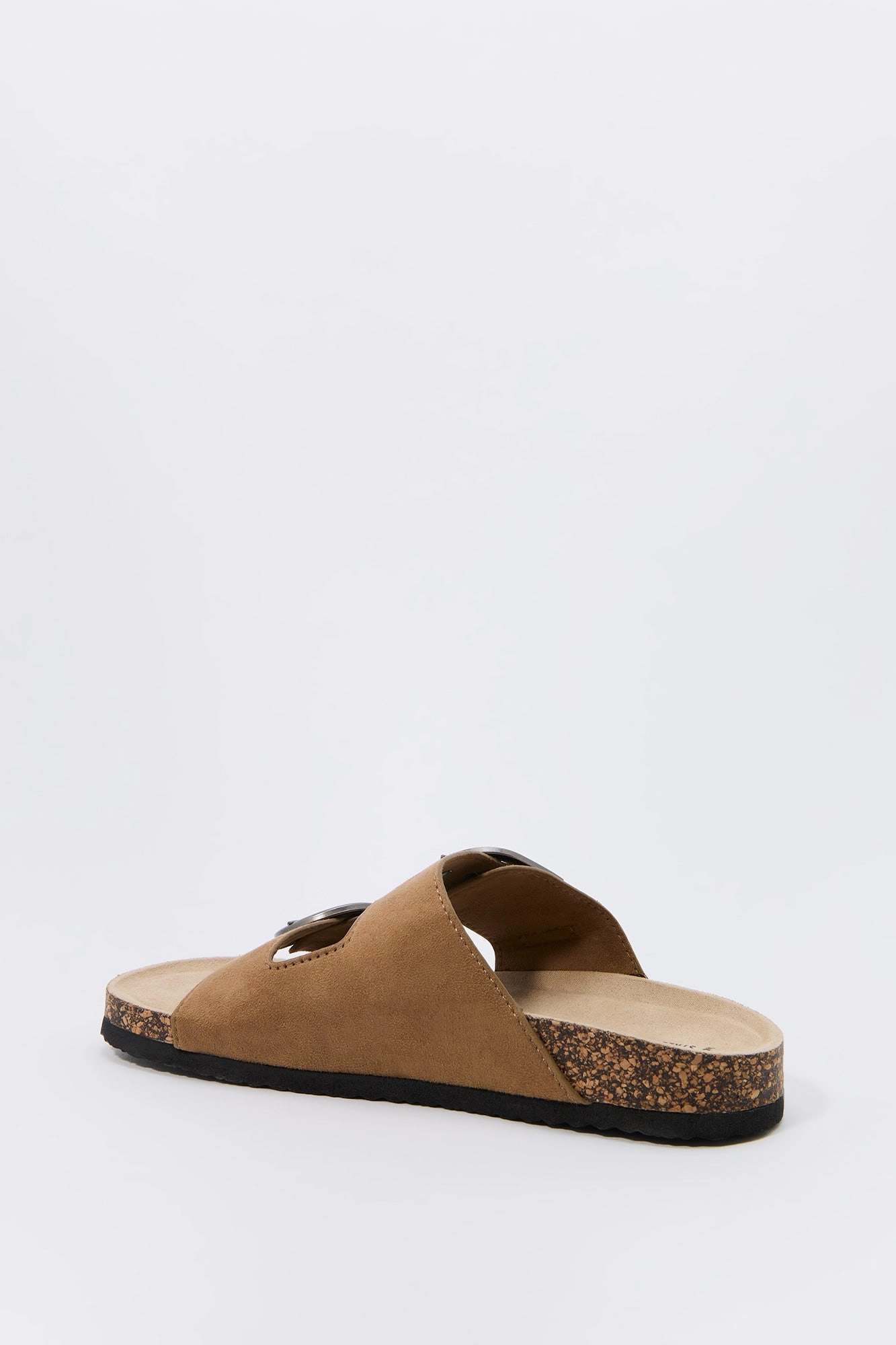 Faux Suede Buckle Cork Sandal