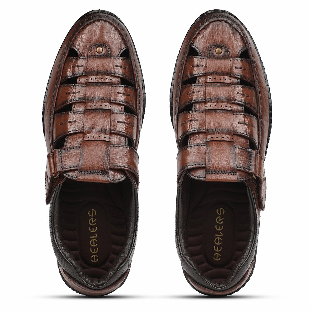 Healers Tan Casual Flat Sandal For Men DSL-3 By Liberty