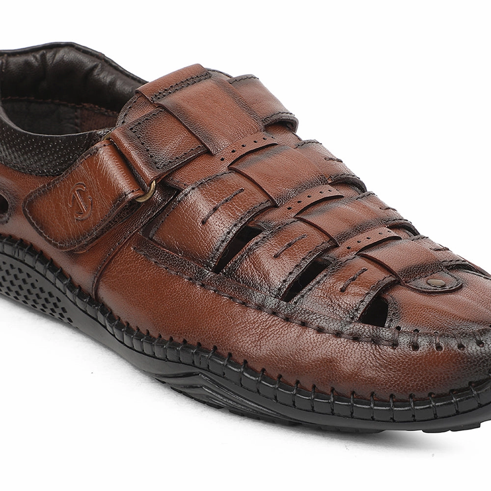 Healers Tan Casual Flat Sandal For Men DSL-3 By Liberty