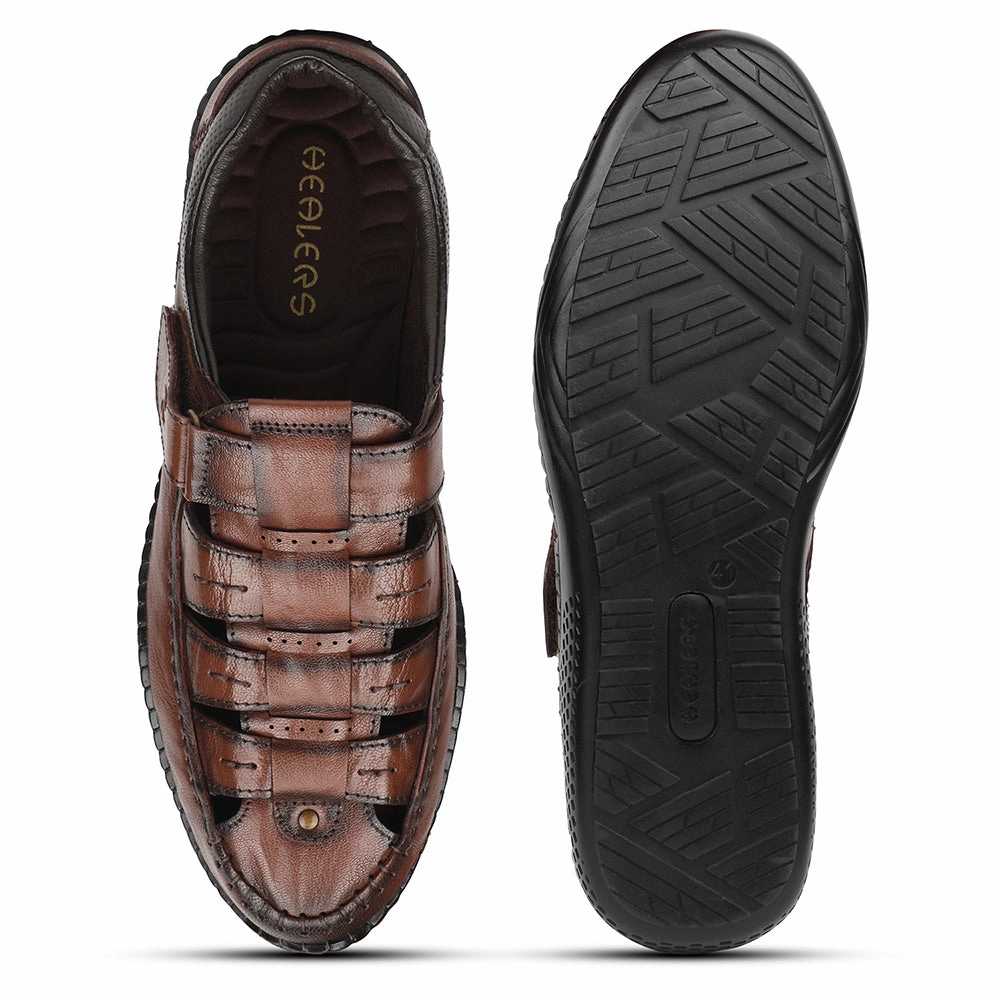 Healers Tan Casual Flat Sandal For Men DSL-3 By Liberty