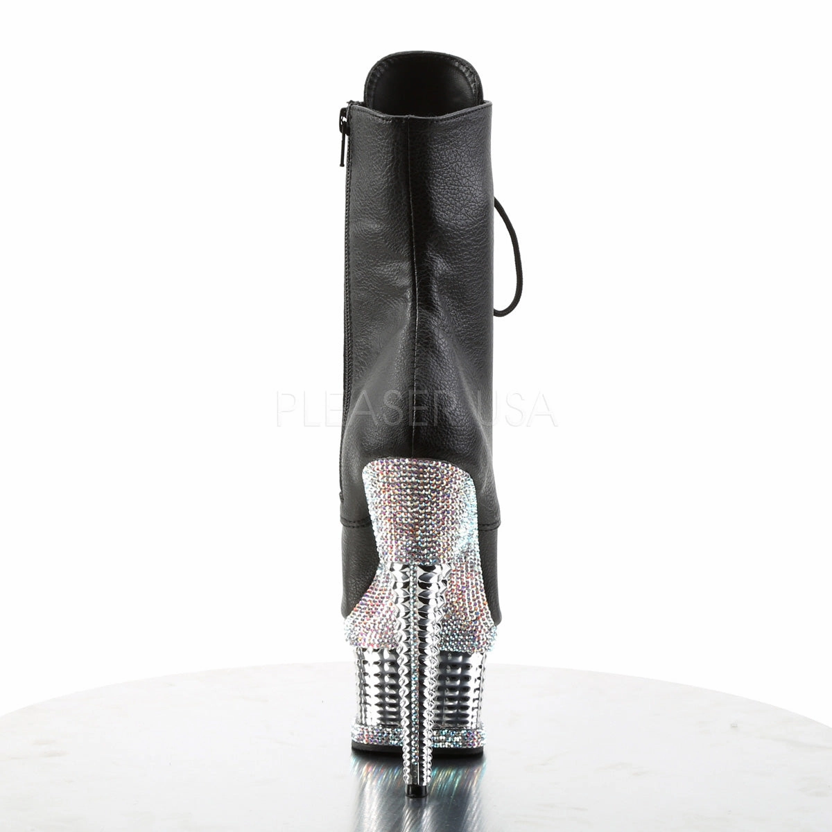 ILLUSION-1021RS  Black Faux Leather/Silver Chrome-RS