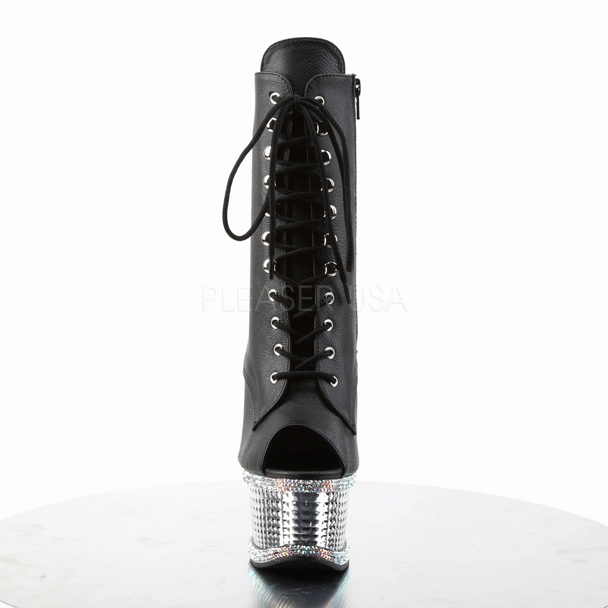 ILLUSION-1021RS  Black Faux Leather/Silver Chrome-RS