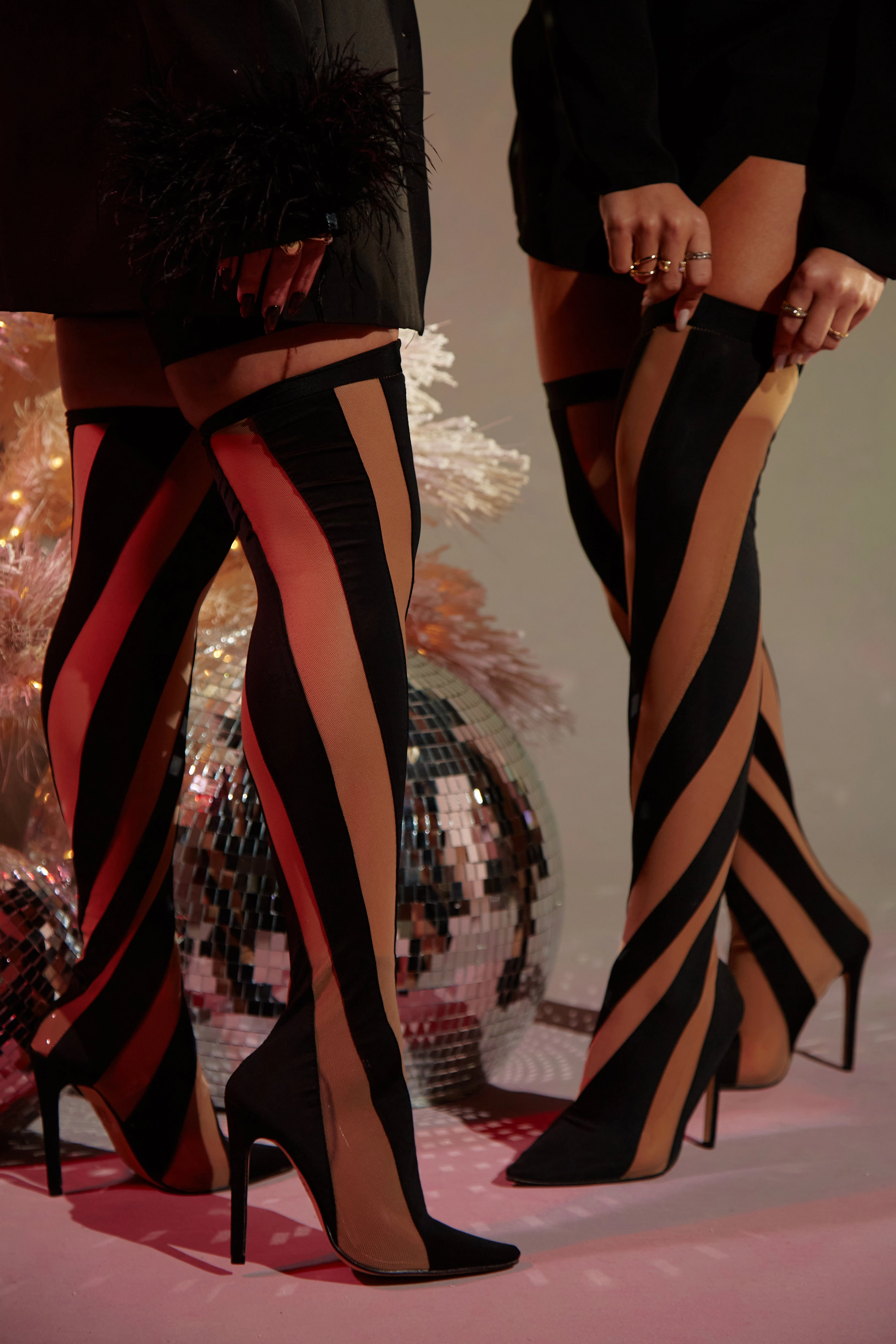 Jenner Over The Knee Heel Boots - Black