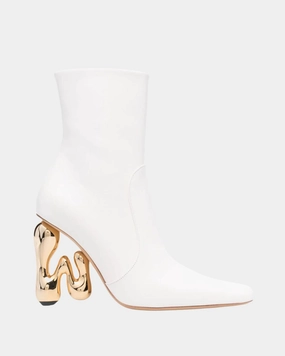 Jw Anderson Women Leather Heeled Ankle Boots Off White Heel Gold