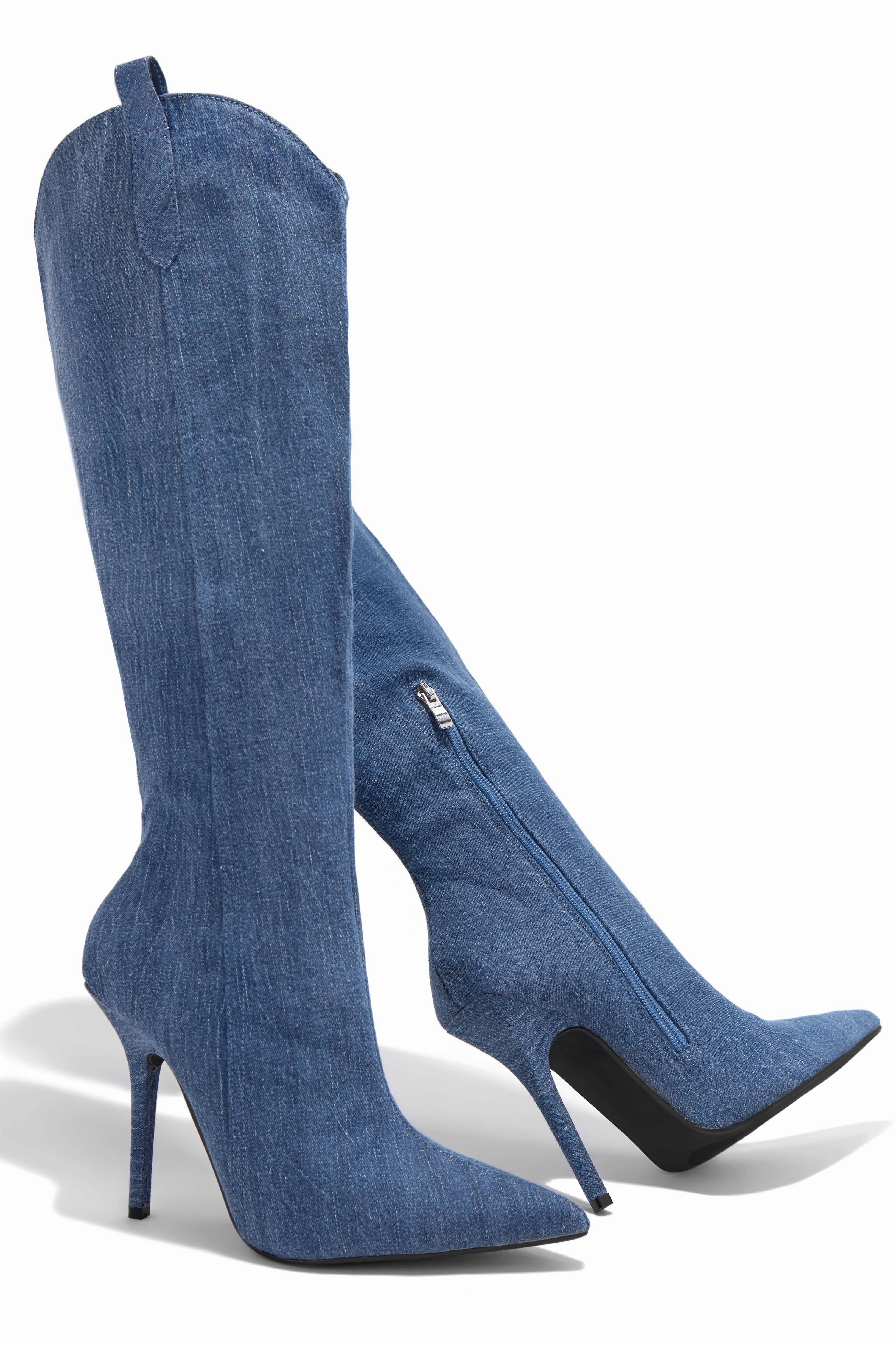 Kaiya High Heel Boots - Denim
