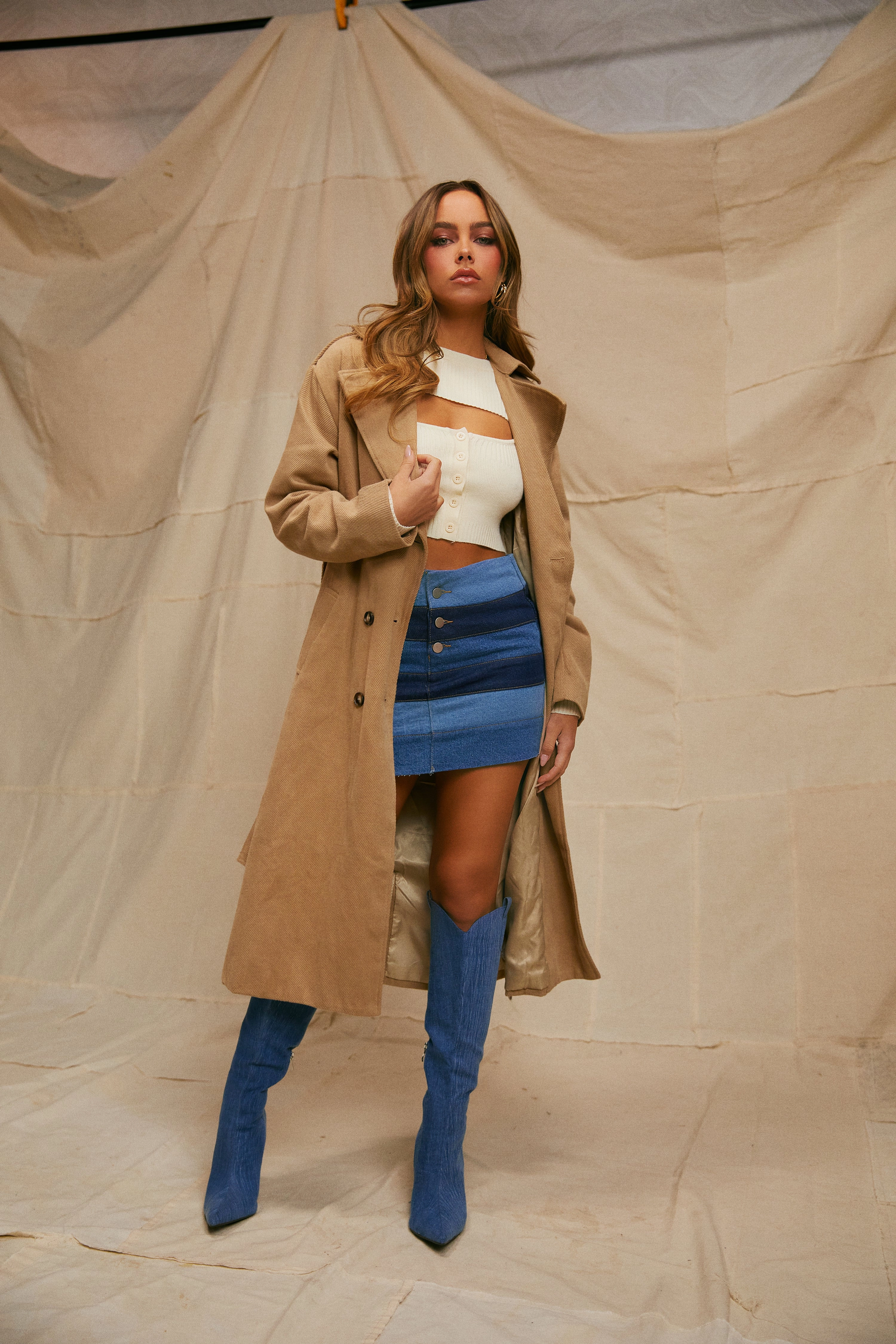 Kaiya High Heel Boots - Denim