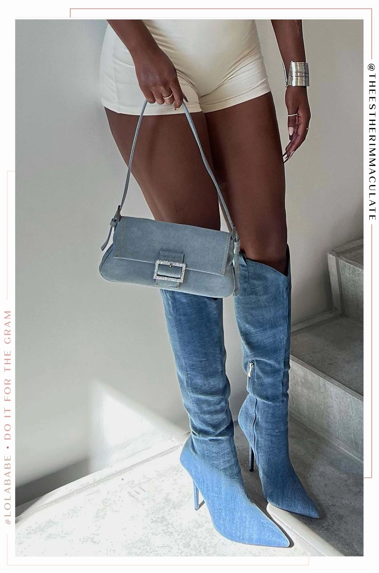 Kaiya High Heel Boots - Denim