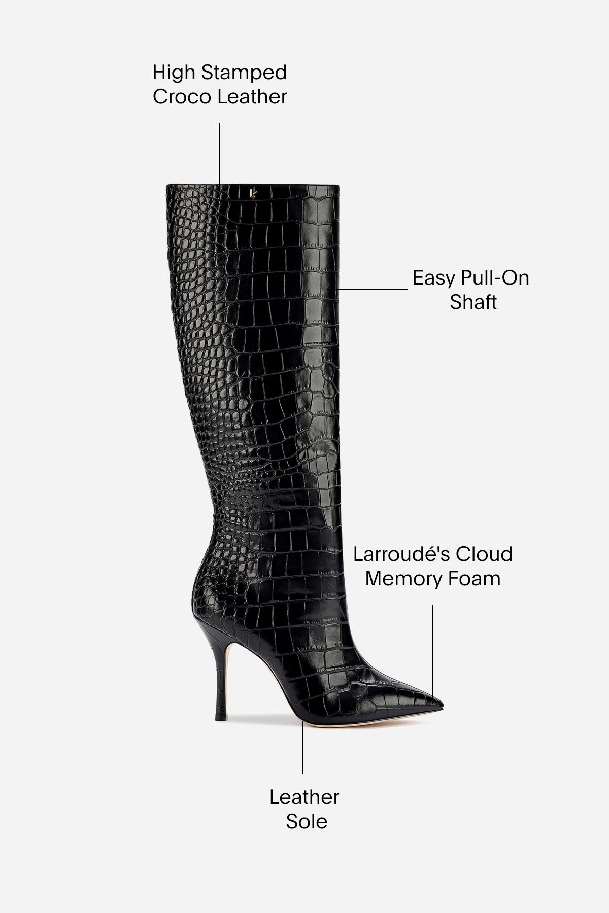 Kate Boot In Black Stamped Leather
