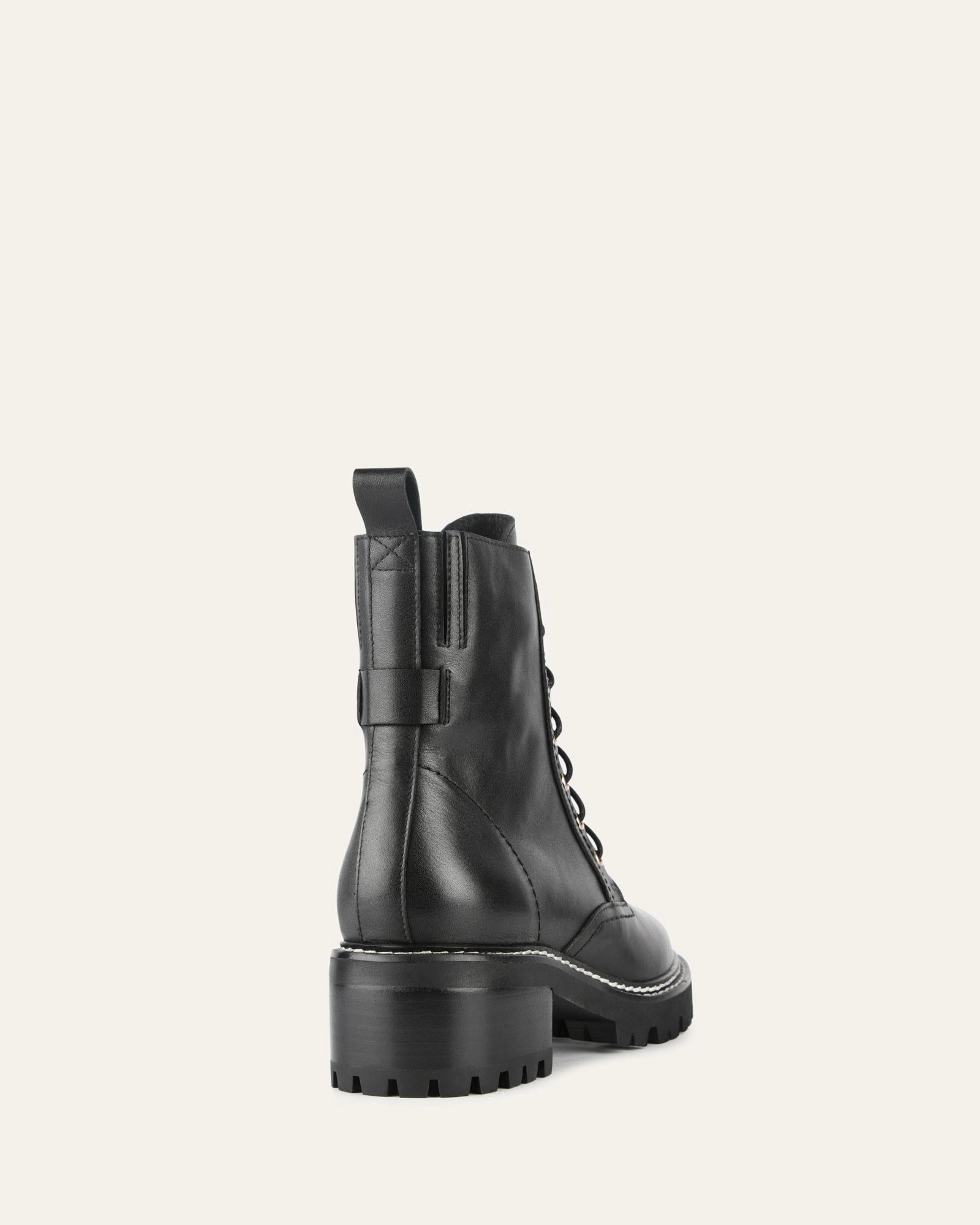 KODA FLAT ANKLE BOOTS BLACK LEATHER