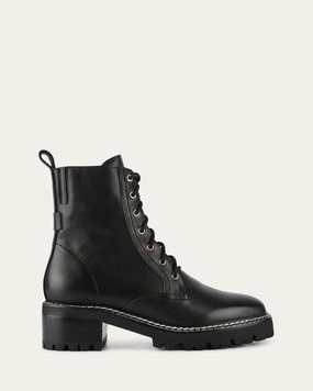 KODA FLAT ANKLE BOOTS BLACK LEATHER