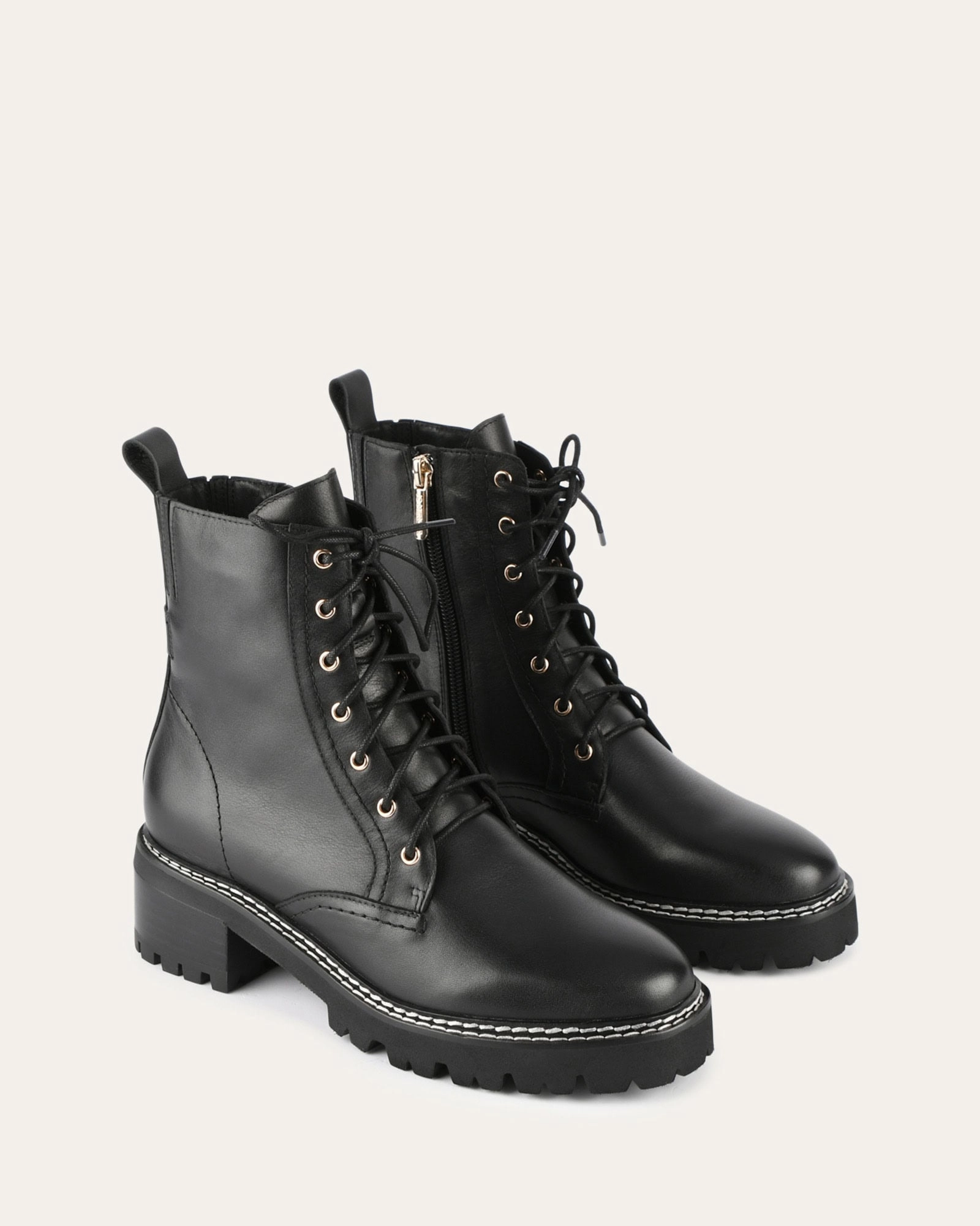KODA FLAT ANKLE BOOTS BLACK LEATHER