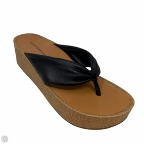 Lellina  Leather Platform Sandals By Lucky Brand In Black, Size: 7.5